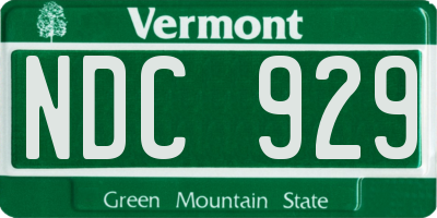 VT license plate NDC929