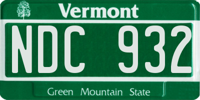 VT license plate NDC932