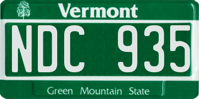VT license plate NDC935
