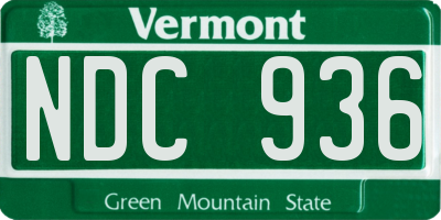 VT license plate NDC936