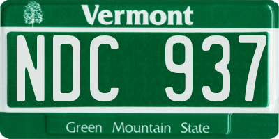 VT license plate NDC937