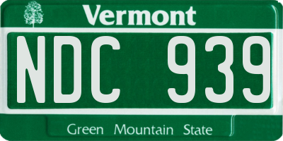 VT license plate NDC939