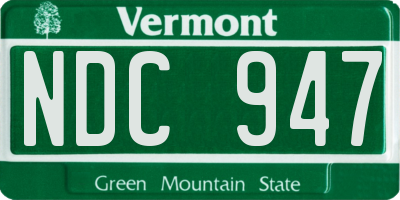 VT license plate NDC947