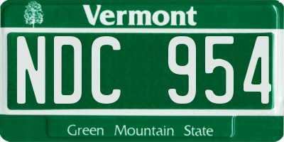 VT license plate NDC954