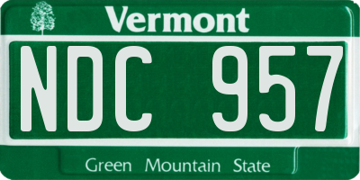 VT license plate NDC957