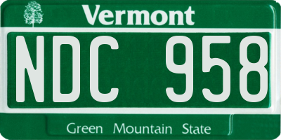 VT license plate NDC958