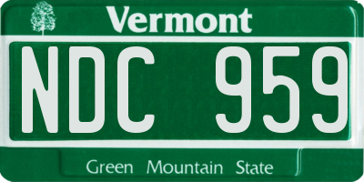 VT license plate NDC959