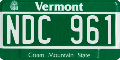 VT license plate NDC961