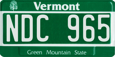 VT license plate NDC965