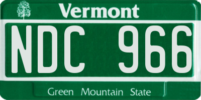 VT license plate NDC966