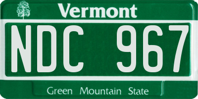VT license plate NDC967