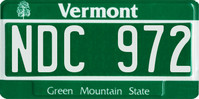 VT license plate NDC972
