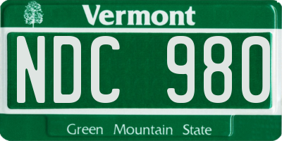VT license plate NDC980