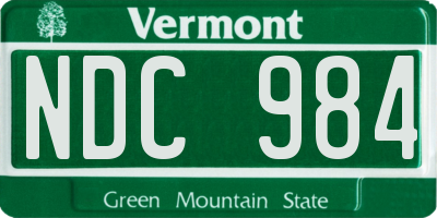 VT license plate NDC984