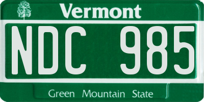VT license plate NDC985