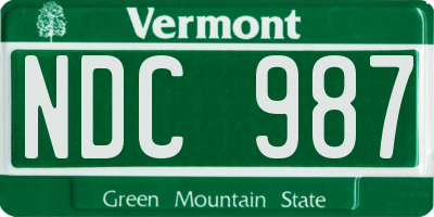 VT license plate NDC987
