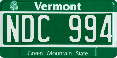 VT license plate NDC994
