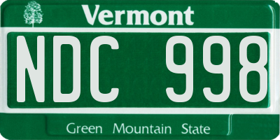 VT license plate NDC998