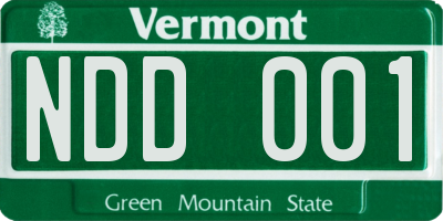 VT license plate NDD001