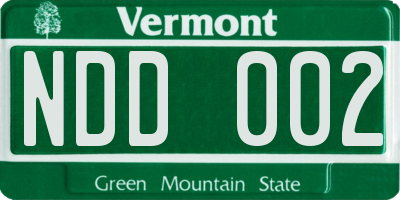 VT license plate NDD002