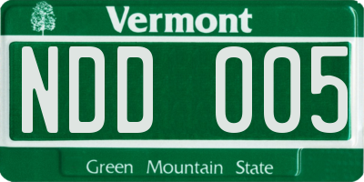 VT license plate NDD005