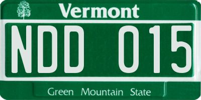 VT license plate NDD015
