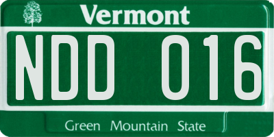 VT license plate NDD016