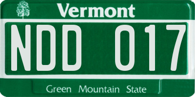VT license plate NDD017