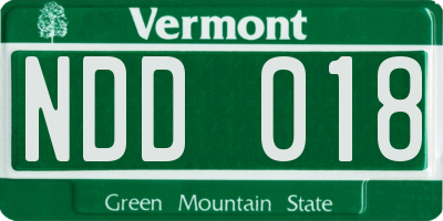 VT license plate NDD018