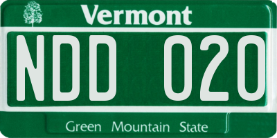 VT license plate NDD020