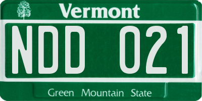 VT license plate NDD021