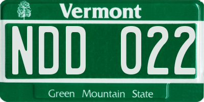 VT license plate NDD022