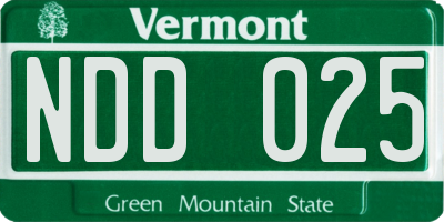 VT license plate NDD025