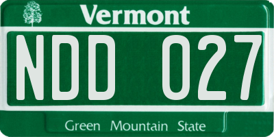 VT license plate NDD027