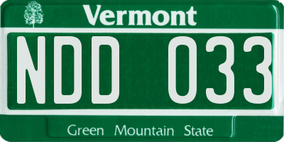 VT license plate NDD033