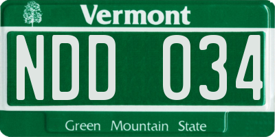 VT license plate NDD034