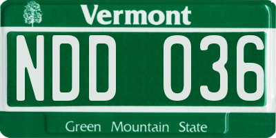 VT license plate NDD036