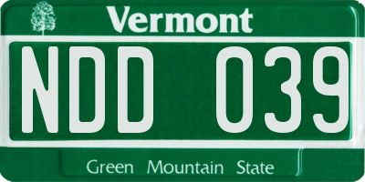 VT license plate NDD039