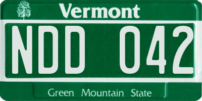 VT license plate NDD042