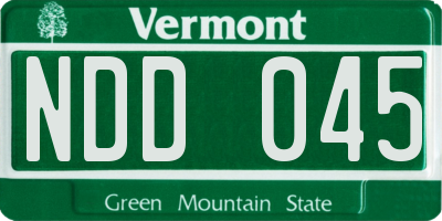 VT license plate NDD045