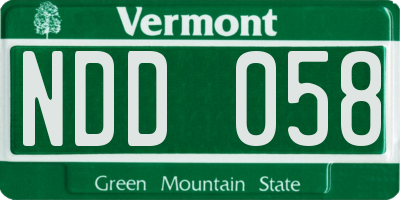 VT license plate NDD058