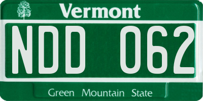 VT license plate NDD062
