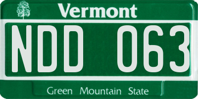 VT license plate NDD063