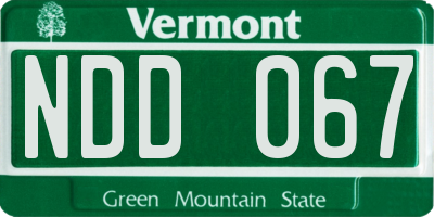 VT license plate NDD067