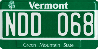 VT license plate NDD068