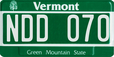 VT license plate NDD070