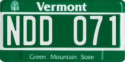 VT license plate NDD071