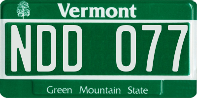 VT license plate NDD077