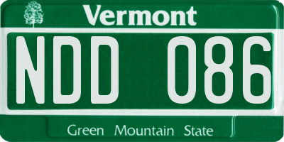 VT license plate NDD086