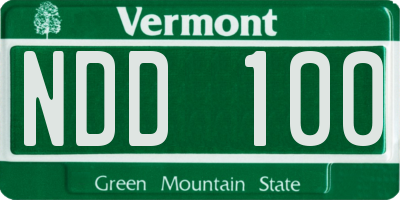 VT license plate NDD100